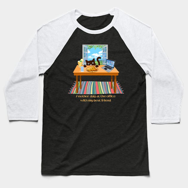 Working From Home with my cat Baseball T-Shirt by GenXDesigns